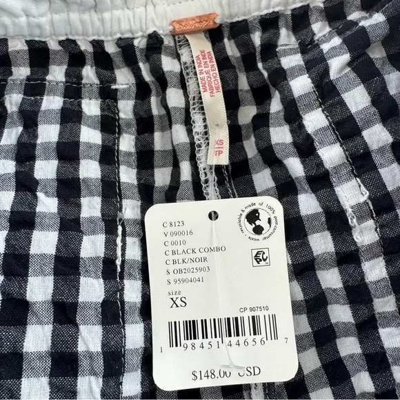 NWT Free People Retro Heatwave Gingham One-Piece Jumpsuit Black and White Boho - Picture 10 of 15